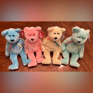 Ty Beanie Babies 4 Sherbet pastel bears. Pet free and smoke free home.